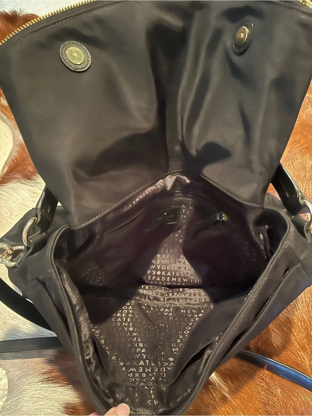 kate spade Black Nylon Shoulder Bag with Gold Hardware and Zip Front